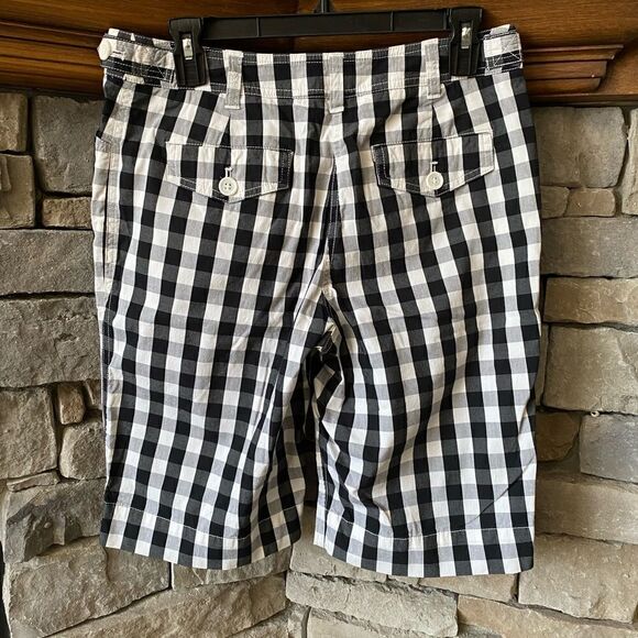 JONES NEW YORK Stretch Black & White Check Bermuda Shorts. Size 6. VGUC! - Picture 3 of 5